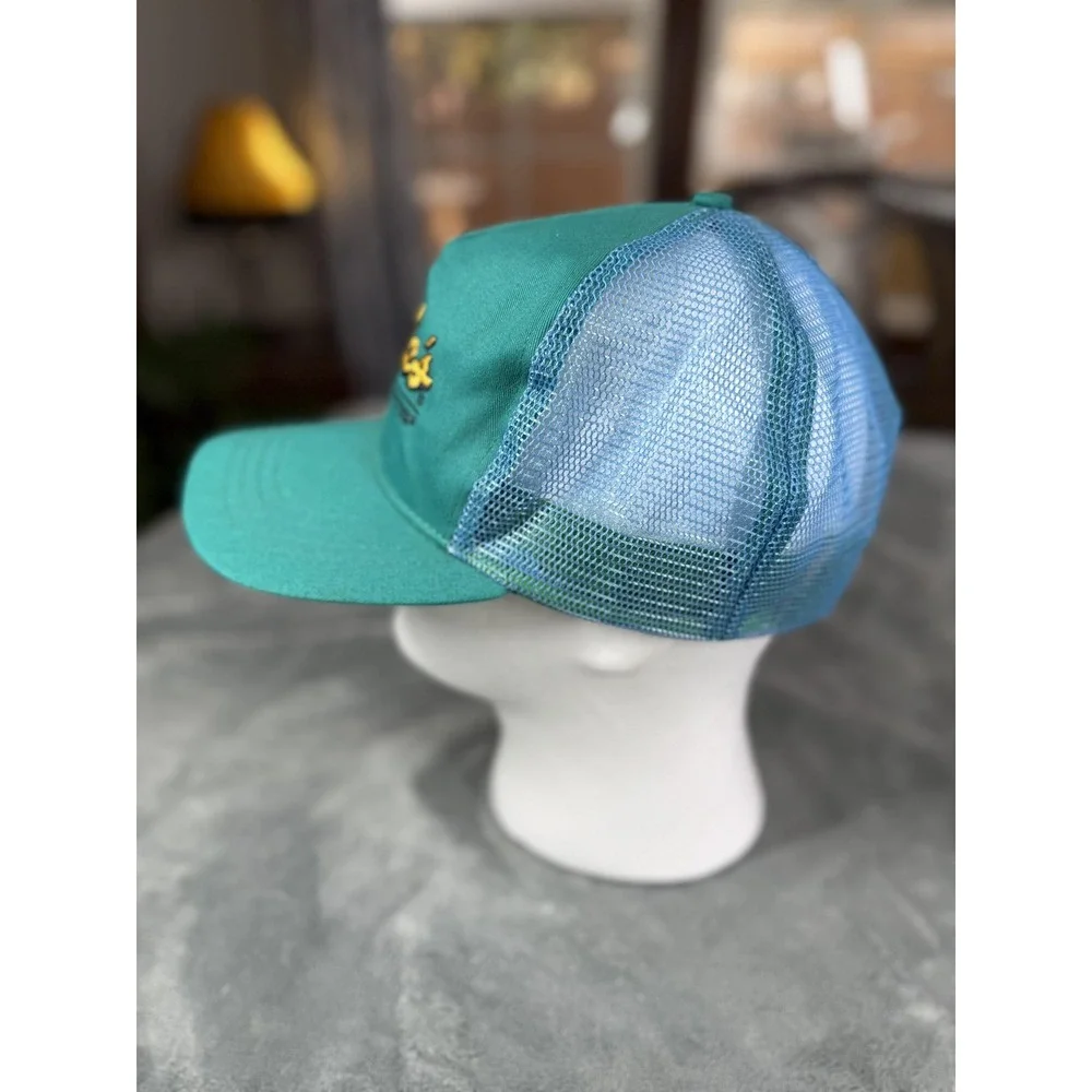 Vintage Cabela's Hat Cap Snap Back Green Blue Trucker Mesh Embroidered Mens 90s‎